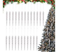 Decoraciones de carámbanos para árbol de Navidad, 24 decoraciones de invierno de acrílico transparente, de Navidad de para decoración del hogar
