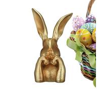 Decoraciones de conejo dorado - Figura de primavera de conejo de Pascua - Bonito centro de mesa de conejo | para estante de escritorio de vacaciones, mesa de comedor, mantel de entrada