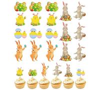 Decoraciones De Conejo Para Pasteles - 24 Piezas De Papel Primavera Estético | Para Cupcakes Y Decoración De Pascua,Para Cocina Restaurante Hogar Oficina Cumpleaños Postres