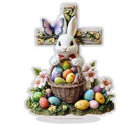 Decoraciones de conejos - Colorido acrílico 2D Pascua | Decoración de mesa de huevo de primavera conejo | Linda decoración para sala de estar, cómoda, boda, , chimenea
