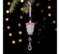 Decoraciones de conos de pino de Navidad, adorno de cono de pino acrílico, para árbol, suministros de manualidades, hogar, jardín, vacaciones, fiestas, decoración colgante (rosa)