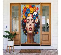 Decoraciones de cubiertas de puerta - Impresión floral de mujer No.429 Otoño Invierno Cartel de puerta para la parte delantera, cartel de primavera y verano, telón de fondo colgante para exteriores e
