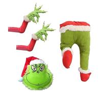 Decoraciones De Cuerpo De Grinch LadróN De Navidad Juegos De áRbol De Adorno De Brazo Y Cabeza Brazo De Felpa De Arpillera De Grinch para Interiores para Chimenea Puerta Ventana Decoracion Navidad