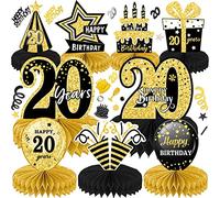 Decoraciones de Cumpleaños 10pcs 20 Centros de Mesa de Panal Decoraciones para Fiestas para CumpleañOs Suministros Decoración (20 años)