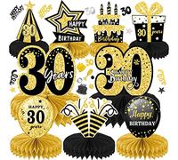 Decoraciones de Cumpleaños 10pcs 30 Centros de Mesa de Panal Decoraciones para Fiestas para CumpleañOs Suministros Decoración (30 años)