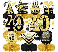 Decoraciones de Cumpleaños 10pcs 40 Centros de Mesa de Panal Decoraciones para Fiestas para CumpleañOs Suministros Decoración (40 años)