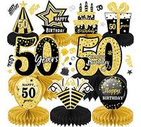 Decoraciones de Cumpleaños 10pcs 50 Centros de Mesa de Panal Decoraciones para Fiestas para CumpleañOs Suministros Decoración(50 años)