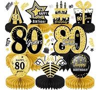 Decoraciones de Cumpleaños 10pcs 80 Centros de Mesa de Panal Decoraciones para Fiestas para CumpleañOs Suministros Decoración (80 años)