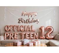 Decoraciones de cumpleaños 12 para niñas, globo oficial de cumpleaños 12 preadolescentes, globos de aluminio para 12 años, suministros de aniversario de cumpleaños para niñas
