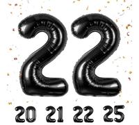 Decoraciones de Cumpleaños 22 - Globo Número Negro de 22 Pulgadas - Inflable de Lámina para Hombre y Mujer