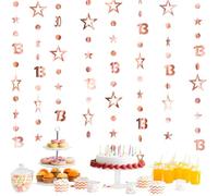 Decoraciones de cumpleaños de 13 m de largo, pancarta de 13 cumpleaños, decoración de pancarta de 1/3 nacimiento/día, serpentinas colgantes doradas, decoración de fiesta de cumpleaños de color dorado