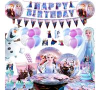 Decoraciones de cumpleaños de Elsa Frozen, kit de vajilla, decoración con globos morados de Elsa nuevo