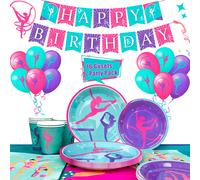 Decoraciones de cumpleaños de gimnasia, decoraciones para fiestas y vajilla: tablero de gimnasia y globos de fiesta, etc. nuevo