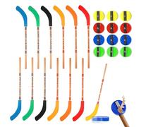 Decoraciones de cumpleaños de hockey 12 lápices creativos en forma de palo de hockey con goma de borrar de colores y sacapuntas mini, set divertido para fiestas infantiles, escuela y oficina