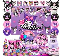 Decoraciones de cumpleaños de Kuromi, globos para fiestas de cumpleaños, vajilla para 10 invitados. nuevo
