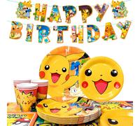 Decoraciones de cumpleaños de Pokémon, kit de vajilla de cumpleaños de Pokémon, decoraciones para fiesta de cumpleaños de Pokémon, vajilla para fiesta de Pokémon nuevo