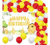 Decoraciones de cumpleaños de pollo, fondo de cumpleaños de pollo feliz, juego de guirnaldas de globos amarillos, decoraciones de cumpleaños de polluelos CHickenFArmBGeburtstagDökorations Granja