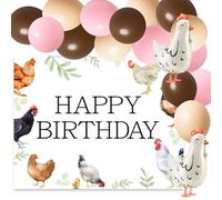 Decoraciones de cumpleaños de pollo, globos de pollo, decoraciones de fiesta rosa, naranja, amarillo, globos de este pollito es una fiesta de cumpleaños