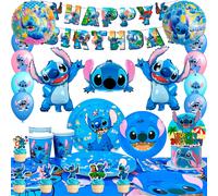 Decoraciones de cumpleaños de Stitch, suministros para fiestas de cumpleaños, juego de vajilla de cumpleaños de Lilo Stitch, decoración con globos nuevo
