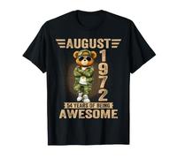 Decoraciones de cumpleaños del 54 de Agosto para Hombres, 54 años, 1972, 54, Oso de Peluche Camiseta