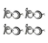 Decoraciones de cumpleaños número 100 - 4 gafas divertidas con texto en inglés "100 Years Old", accesorios para cabina de fotos de días de escuela, gafas negras con marco de diamantes de imitación