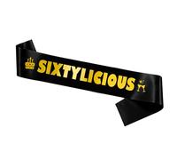 Decoraciones de cumpleaños número 60 para mujeres y hombres, banda de sesenta años, negro dorado, banda de satén de sesenta años, accesorios de regalo para suministros de fiesta