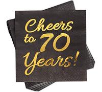 Decoraciones de cumpleaños número 70 para hombres y mujeres, suministros de fiesta, servilletas de cóctel, color blanco, decoraciones de 70 cumpleaños, paquete de 50, plegadas de 5 x 5 pulgadas,