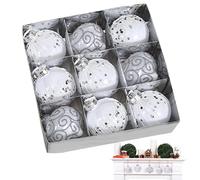 Decoraciones de de árbol de Navidad blancos, conjunto de navideños - Bola de árbol de Navidad de bola de Navidad de 9 piezas, de bola con diseño impreso único, colgantes