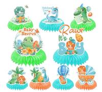 Decoraciones de dinosaurio para baby shower para niño, 9 piezas de centros de mesa de dinosaurio, decoraciones de fiesta de cumpleaños, suministros de fiesta temática de dinosaurios para cumpleaños,