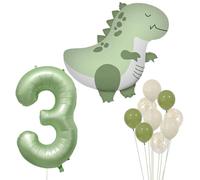 Decoraciones de dinosaurio para el tercer cumpleaños, juego completo de globos de 3er cumpleaños con temática de dinosaurio, divertido globo de dinosaurio, decoración de fiesta de dinosaurio verde