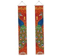 Decoraciones de Diwali para el hogar 12x71 Banner de porche de Diwali resistente a Fade con diseño de pavo real, decoraciones del festival indio de luces para fiesta en el hogar, decoración
