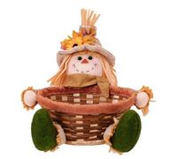 Decoraciones De Espantapájaros De Otoño,Espantapájaros De Peluche,sentado Muñeca espantapájaros de Acción de Gracias sosteniendo una cesta de frutas | Muñeca de de Acción de Gracias de otoño, decoraci