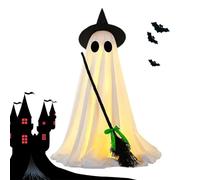 Decoraciones De Espectro Atadas - Fantasma De Halloween De Miedo Con Escoba De | Decoración Espectral Para El Hogar, Interiores, Al Aire Libre, Jardín Y Terraza | Decoraciones De Horr