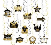 Decoraciones de espirales colgantes de graduación, 60 unidades, felicitaciones a los graduados por su sombrero de graduación, certificado, espirales de papel de aluminio para oficina, hogar, escuela,