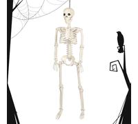 Decoraciones de esqueletos de halloween | Esqueleto humano de cuerpo completo Halloween - Huesos humanos de 90 cm con articulaciones articulables para interior al aire libre jardín césped, porche