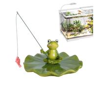 Decoraciones de estanques al aire libre - Resina 11.4x11x11.8cm | Frog Fishing Statue Lily Pad Pond Ornament Realistic Frog Figurine Floating Decoración Jardín Decoración | for Patio Piscina