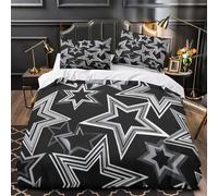 Decoraciones de estrellas Funda de Edredón Cremallera Oculta Microfibra Suave 3 Piezas Estampado 3D con Fundas de Almohada Suave Festivo de invierno Funda Edredon for familia Double（200x200cm）