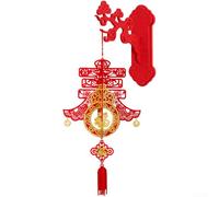 Decoraciones de farol de Año Nuevo chino 2026, adornos colgantes tradicionales de tela no tejida roja con base para festivales de primavera, hogar, jardín, fiesta, paquete de 2 (B)