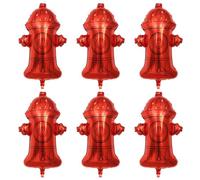 Decoraciones de fiesta de boca de fuego roja, 6 piezas, suministros de cumpleaños temáticos de bomberos con globos de base pesada de pie para fiesta temática de bomberos y rescate