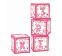 Decoraciones de fiesta de cumpleaños de dinosaurio rosa para niñas, juego de cajas de globos de tres Rex, 3 suministros de cumpleaños Rex, decoración de fiesta temática de dinosaurio rosa, cajas de
