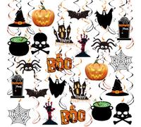 Decoraciones de fiesta de Halloween, espeluznantes remolinos colgantes decoración de techo con calavera de calabaza fantasma para decoración de fiesta de Halloween, 36 piezas