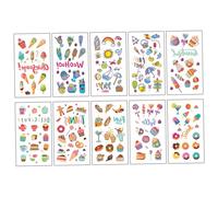 Decoraciones de fiesta de helado, 10 piezas de tatuajes temporales de fiesta de cumpleaños de helado para niños, pegatinas de tatuaje de postre favorece tatuajes temporales para niños
