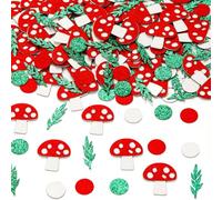 Decoraciones de fiesta de hongos, 200 confeti de hongos para mesa, decoración de cumpleaños de hongos, baby shower, suministros de fiesta de bosque de hadas