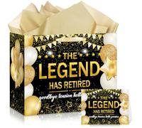 Decoraciones de fiesta de jubilación para hombres y mujeres, The Legend Has Retired&Goodbye Tension Hello Pension Bolsas de regalo con tarjeta de papel de regalo para jubilación, suministros de fiesta