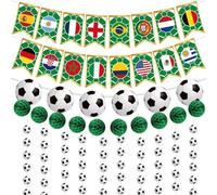 Decoraciones de fiesta de la Copa del Mundo 2026, banderas internacionales del mundo, recortes de fútbol, guirnaldas, banderines, bolas de papel de panal para cumpleaños, suministros de fiesta de