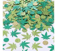 Decoraciones de fiesta de marihuana, 200 piezas con purpurina, hojas de maleza, confeti, puntos circulares, dispersión de mesa para 420 hojas, suministros de fiesta de cannabis