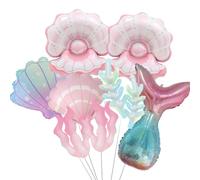 Decoraciones de fiesta de sirena rosa, conchas de perlas rosas/globos de algas marinas de coral para decoración de cumpleaños de sirena, baby shower, fiesta de princesa bajo el mar, decoración de