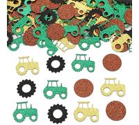 Decoraciones de fiesta de tractor, 200 piezas de confeti de mesa de tractor verde amarillo, suministros de fiesta de cumpleaños para tractor de granja
