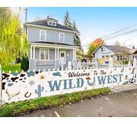 Decoraciones de fiesta de vaquero - Cartel de bienvenida al salvaje oeste para patio, fiesta de cumpleaños de vaquero azul, decoración de baby shower para niño, letrero grande de vaquero para fiesta