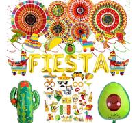 Decoraciones de fiesta mexicana con temática de fiesta - 49 globos de papel multicolor con letras de cactus, piñata, aguacate, globos para fiesta de cumpleaños temática de carnaval del Cinco de Mayo